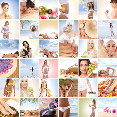 Beautiful spa and health collage made of many elements clipart