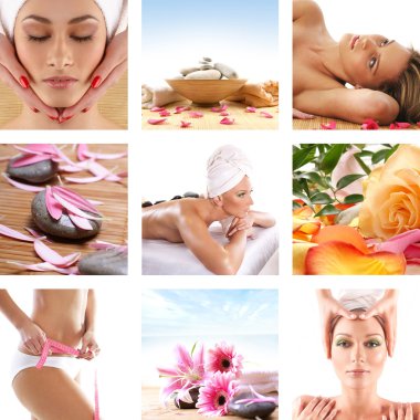 güzel spa kolaj yapılmış birçok unsuru
