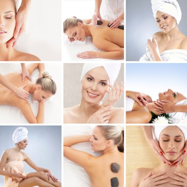 spa kolaj yapılmış birçok farklı unsurları
