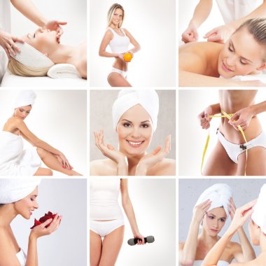 spa kolaj yapılmış birçok farklı unsurları