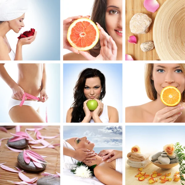 Mooie collage over gezondheid, sport en dieet — Stockfoto