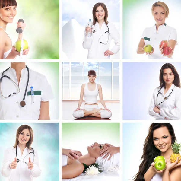 Hälso-och collage av några bilder — Stockfoto