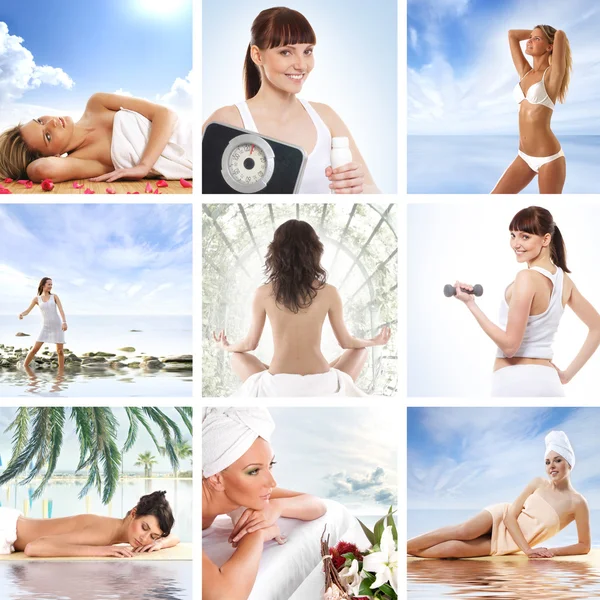 Spa en gezondheid collages gemaakt van enkele heldere foto 's — Stockfoto