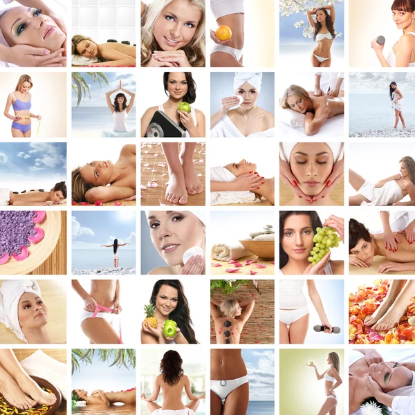 Hermoso spa y collage de salud hecho de muchos elementos — Foto de Stock