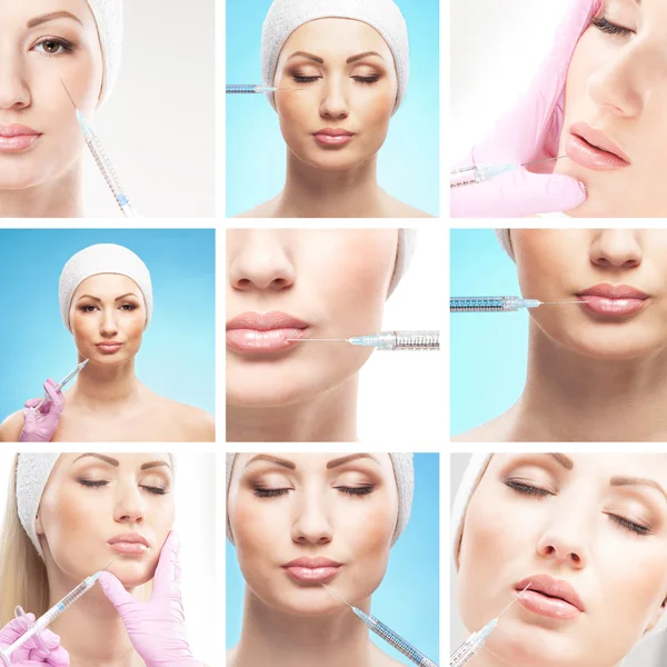 Hermosa mujer recibe una inyección en su cara —  Fotos de Stock