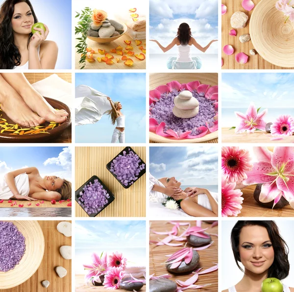 Vackra spa collage av många element — Stockfoto