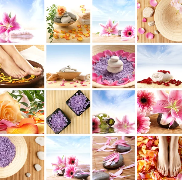 Hermoso collage de spa hecho de muchos elementos —  Fotos de Stock
