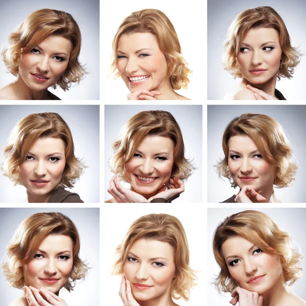 Collage with nine portraits — Stock Photo, Image