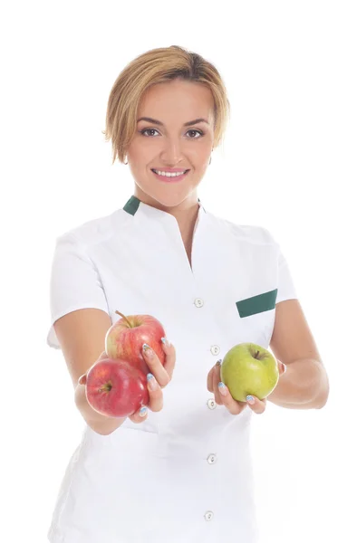 Giovane attraente medico femminile isolato su sfondo bianco — Foto Stock