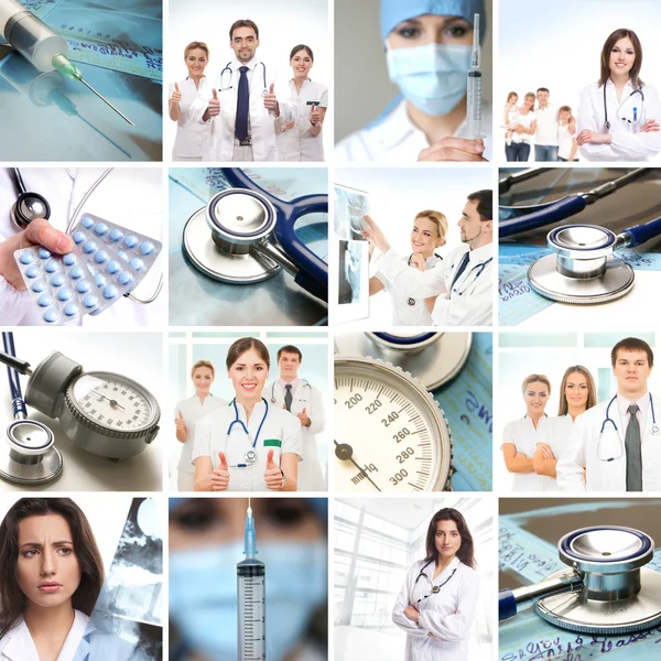 Collage aus einigen medizinischen Elementen Stockbild