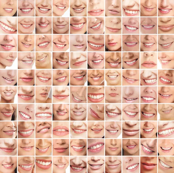 Collage, fatto di tanti sorrisi diversi — Foto Stock