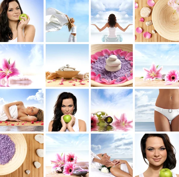 Hermoso collage de spa hecho de muchos elementos Imagen De Stock