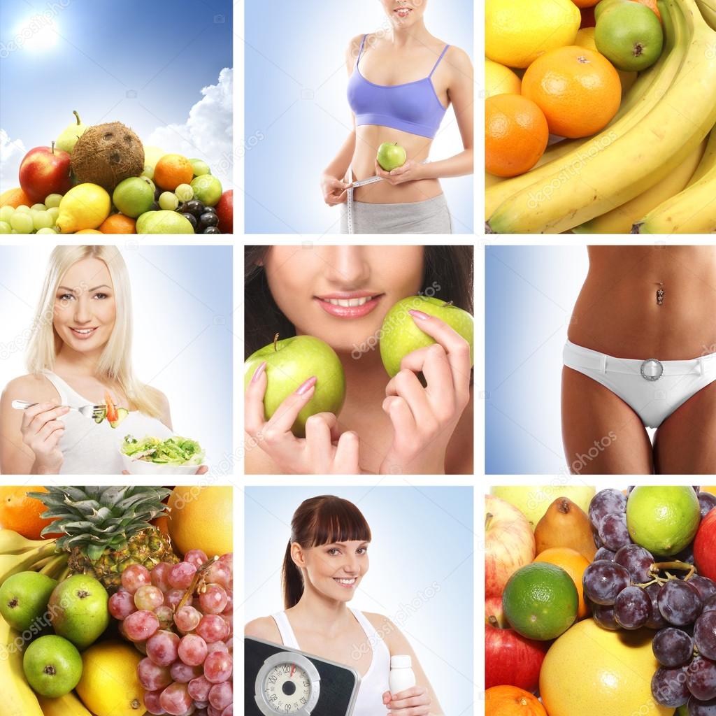 Beautiful collage about healthy eating and nutrition