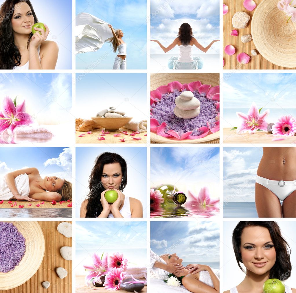 Beautiful spa collage made of many elements