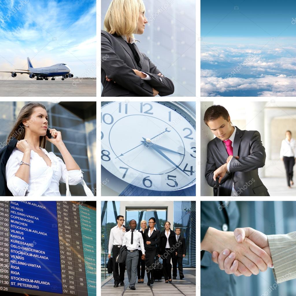 Collage abut business traveling