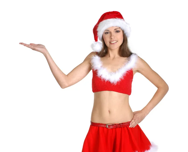 Attraktiva kvinnliga santa — Stockfoto