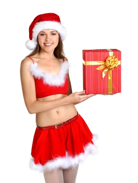 Attraktiva kvinnliga santa — Stockfoto