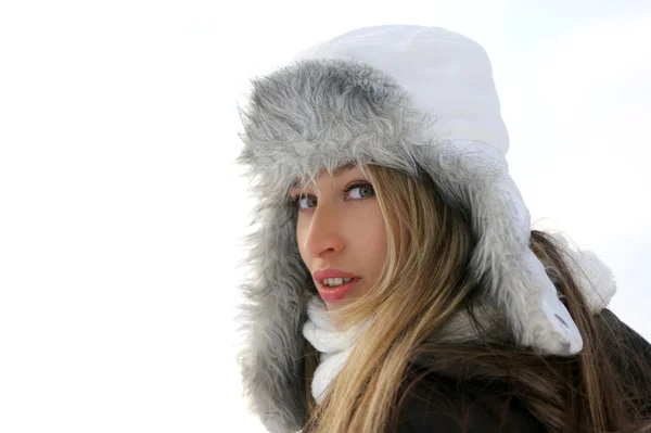 Woman over winter background — Stock Photo, Image