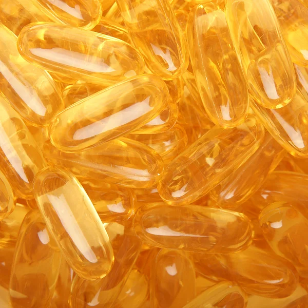 Omega-3 fish fat oil capsules — Stock Photo, Image