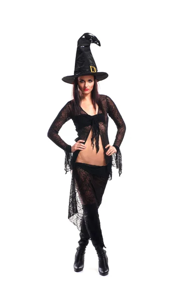 Sexy witch isolated on white — Stock Photo, Image