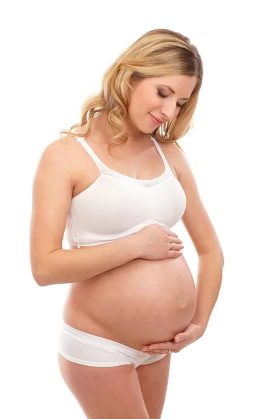 Glad gravid flicka — Stockfoto