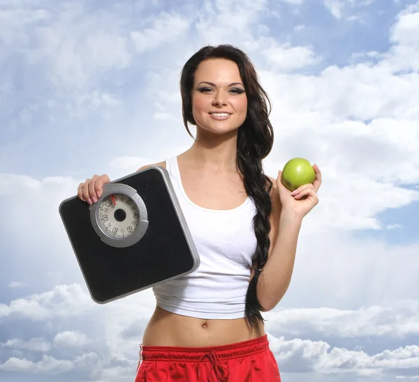 Ritratto di donna giovane e sana come concetto di dieta — Foto Stock