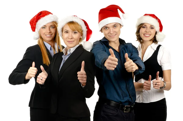 Unga attraktiva företag i jul stil — Stockfoto
