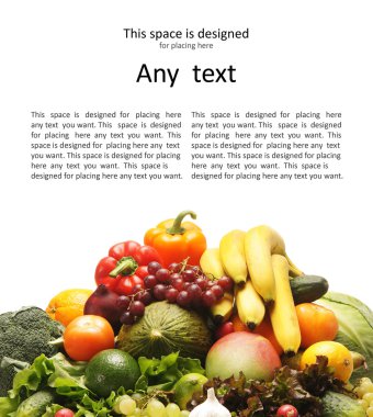 lezzetli ve taze meyve ve sebze yığını