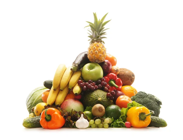 Pile de fruits et légumes frais et savoureux — Photo