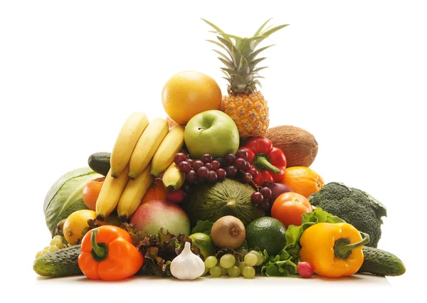 Pile of fresh and tasty fruits and vegetables — Stock Photo, Image