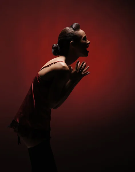 Donna Horror su sfondo rosso — Foto Stock
