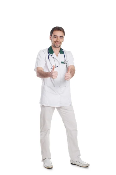 Young attractive medical worker isolated on white — Stock Photo, Image