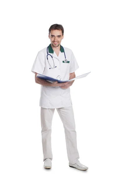 Young attractive medical worker isolated on white — Stock Photo, Image