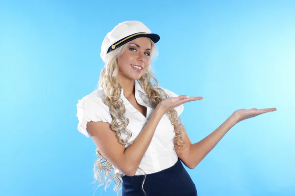 Sexig sailor över blå bakgrund — Stockfoto