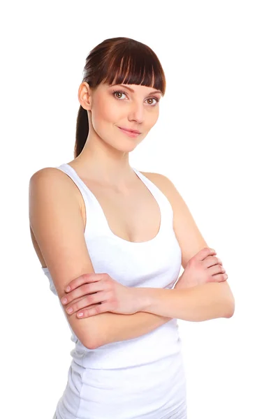 Jeune femme en bonne santé isolé sur blanc — Photo