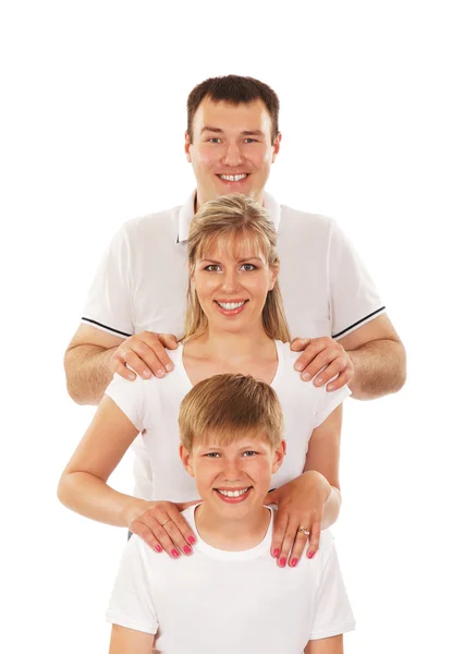 Familia feliz aislada sobre fondo blanco — Foto de Stock