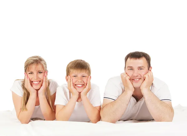 白い背景で隔離の幸せな家族 — ストック写真