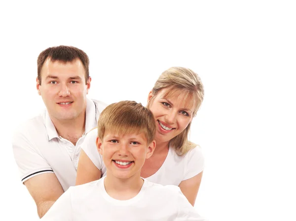Familia feliz aislada sobre fondo blanco —  Fotos de Stock