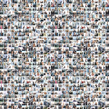 A large business collage with many persons