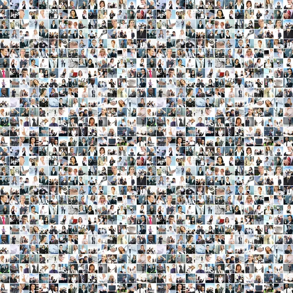 A large business collage with many persons