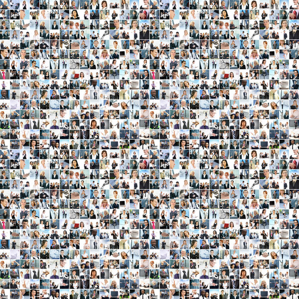 Большой бизнес коллаж со многими людьми
