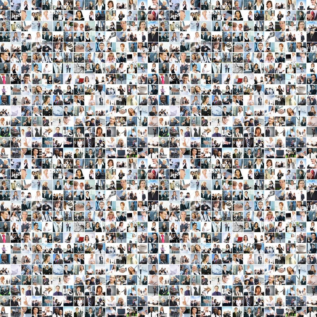 A large business collage with many persons