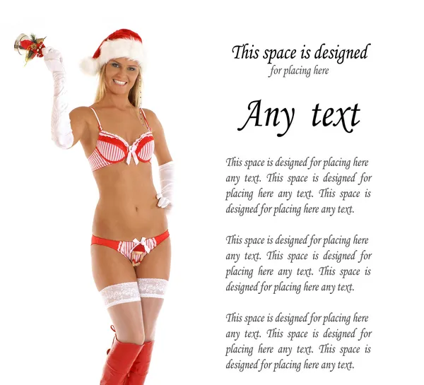 Genç seksi santa bikini — Stok fotoğraf