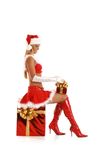 Unga sexiga kvinnliga santa — Stockfoto