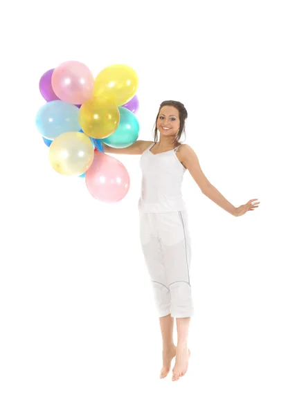 Attaktiv ung flicka med ballonger — Stockfoto