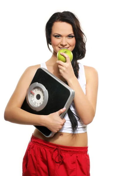 Genç ve sağlıklı bir kadın kavramı diyet olarak portresi — Stok fotoğraf