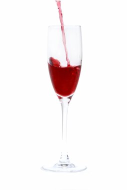 Red wine pouring in to the glass iosolated on white clipart