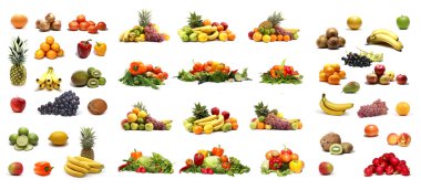 Sebzeler beyaza izole edilmiş.