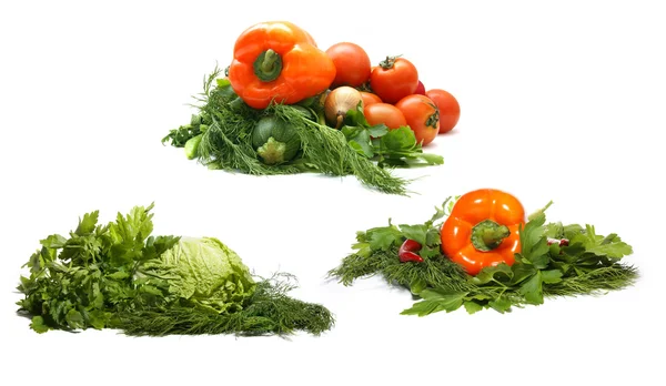 Verduras frescas y sabrosas aisladas en blanco — Foto de Stock