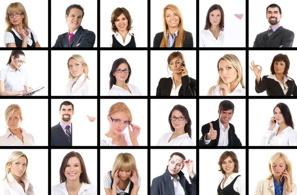 Muchos retratos de negocios aislados en blanco — Foto de Stock